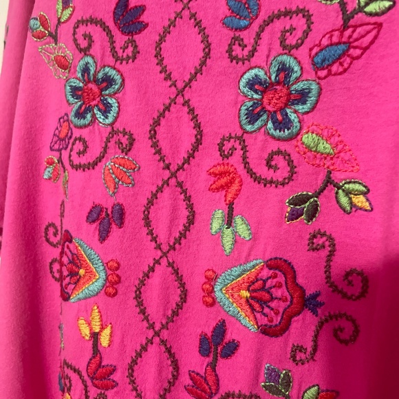 Johnny Was Embroidered Pink Short Sleeve Top - Picture 2 of 3